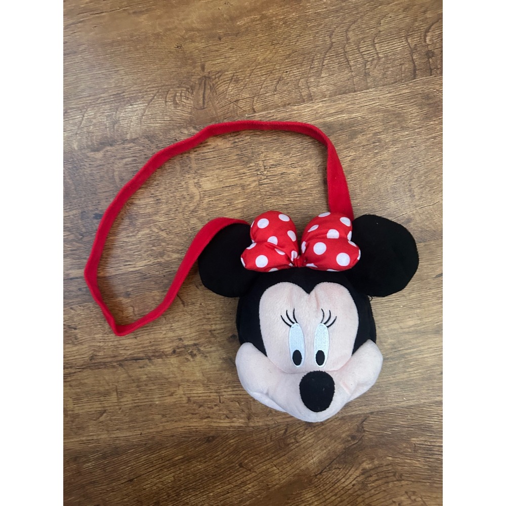Disney Minnie Mouse Plush Crossbody Bag Red Polka Dot Bow Kids Small Purse
